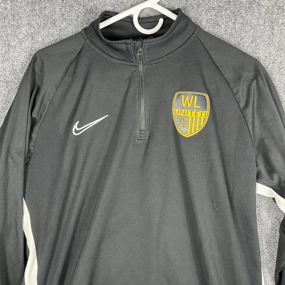 Nike‎ Pullover Men Large Black WL United Soccer Dri-FIT Quarter Zip Mock Neck
